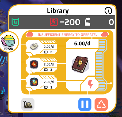 library ui without enough energy